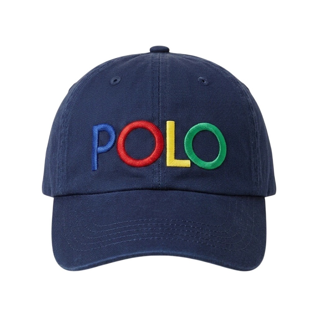 Polo Ralph Lauren Kids Youth Navy Blue Multi Color Logo Baseball Cap Hat Os 8-20